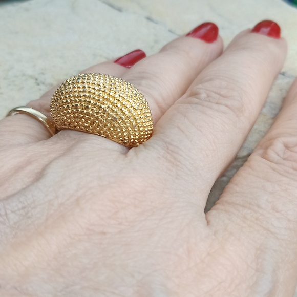 Vintage VENDOME Gold Tone Dome Square Back Ring Size 5 Adjustable to 7 - Picture 7 of 8